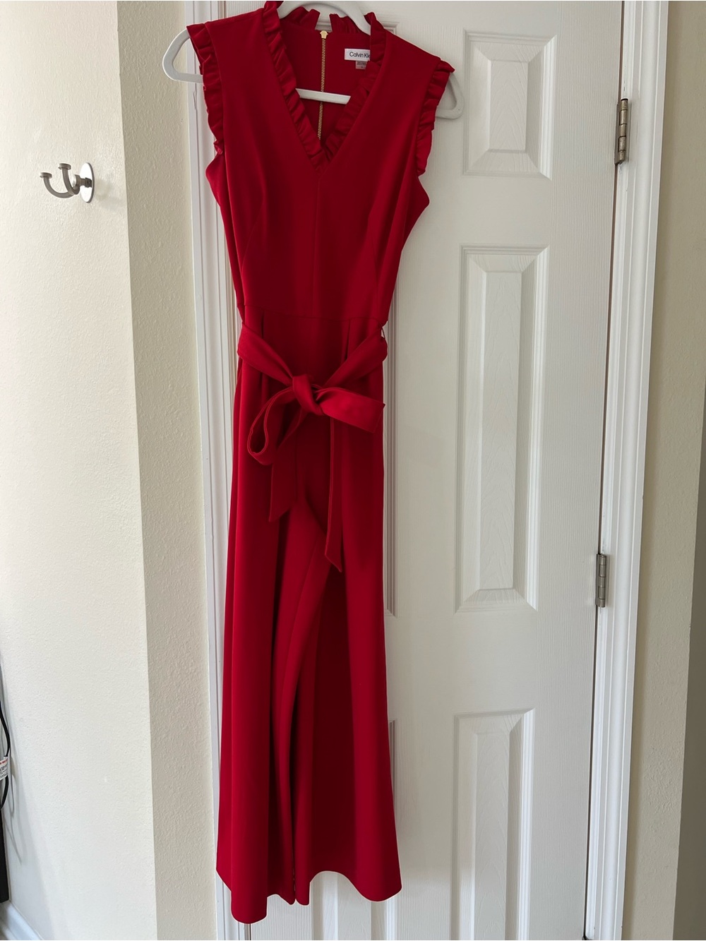 Calvin Klein Red Sleeveless Romper with Gold Zip
